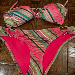 Victoria’s Secret 
Striped Multicolor Bikini Set
Size small